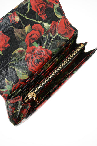 floral-print leather wallet