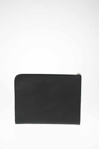 Textured Leather Business Bag with Printed Logo