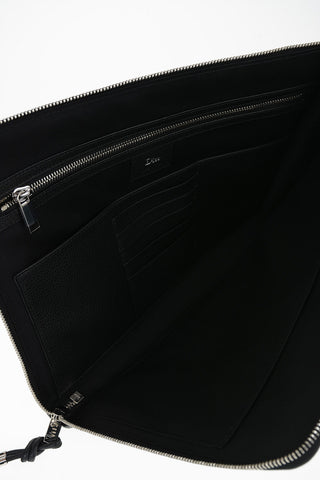 Textured Leather Business Bag with Printed Logo