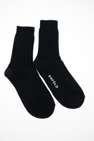 Cotton Blend Ribbed Socks