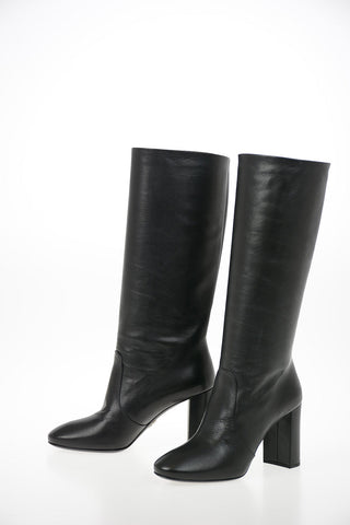 Leather Pull On Boots with Squared Heel 8 cm
