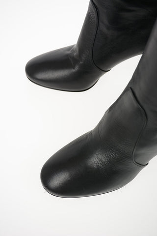 Leather Pull On Boots with Squared Heel 8 cm