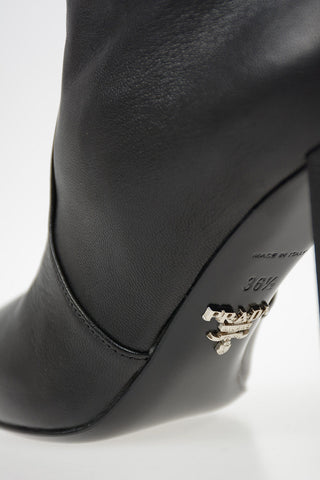 Leather Pull On Boots with Squared Heel 8 cm