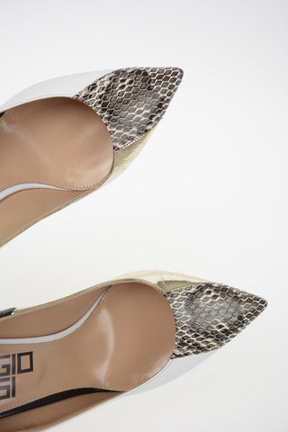 Block Heel Pumps with Snake Skin Insert 8cm