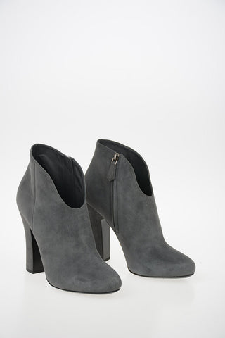Suede Round Toe Booties 11 cm