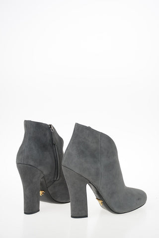 Suede Round Toe Booties 11 cm