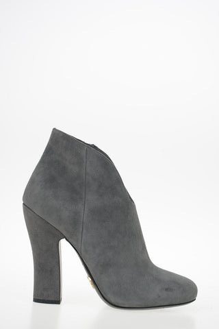 Suede Round Toe Booties 11 cm