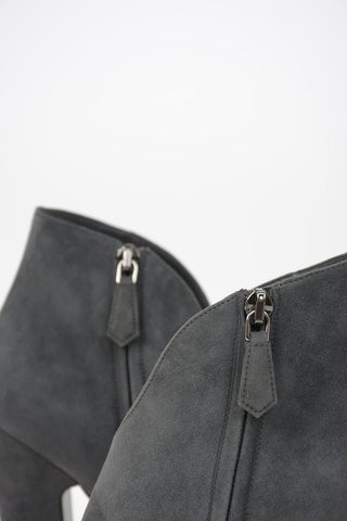 Suede Round Toe Booties 11 cm