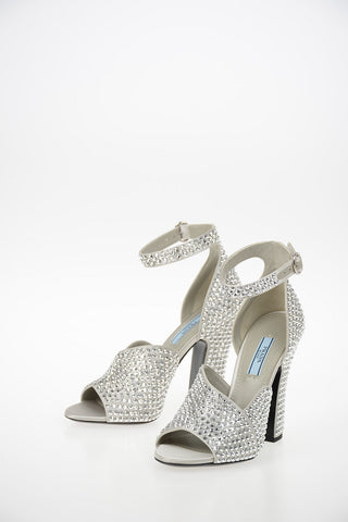 Satin Sandals with Jewel Studs Applied 11 cm