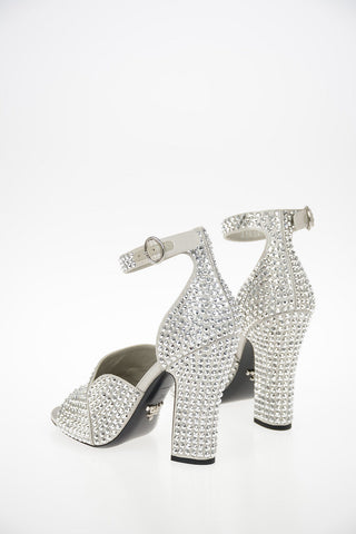 Satin Sandals with Jewel Studs Applied 11 cm