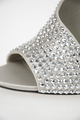 Satin Sandals with Jewel Studs Applied 11 cm