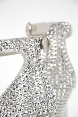 Satin Sandals with Jewel Studs Applied 11 cm