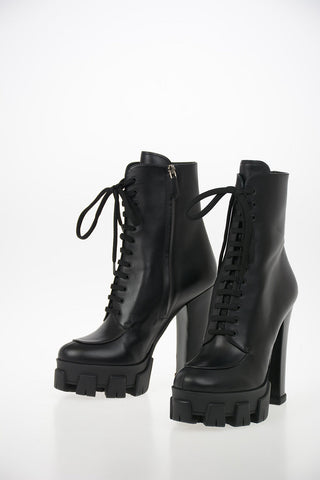 Leather Track Combat Boots 14cm