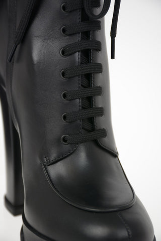 Leather Track Combat Boots 14cm