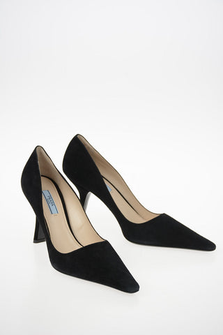 Pumps in Suede con Tacco a Virgola 9.5cm