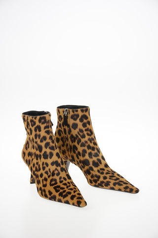 Comma Heel Animal Printed Ponyskin Booties 7cm