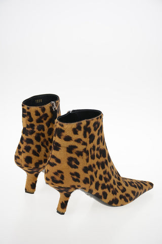 Comma Heel Animal Printed Ponyskin Booties 7cm