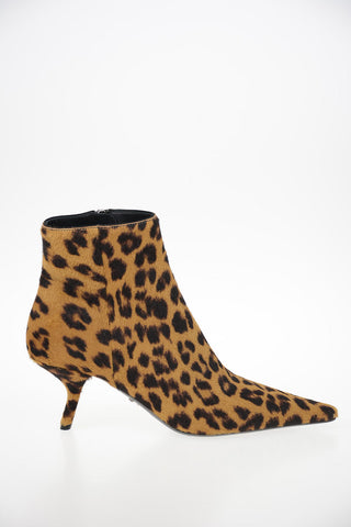 Comma Heel Animal Printed Ponyskin Booties 7cm