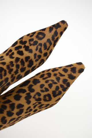 Comma Heel Animal Printed Ponyskin Booties 7cm