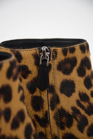 Comma Heel Animal Printed Ponyskin Booties 7cm