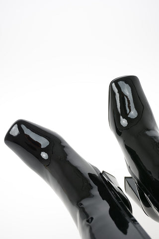 Lacquered Leather Knee Length Boots  9 cm