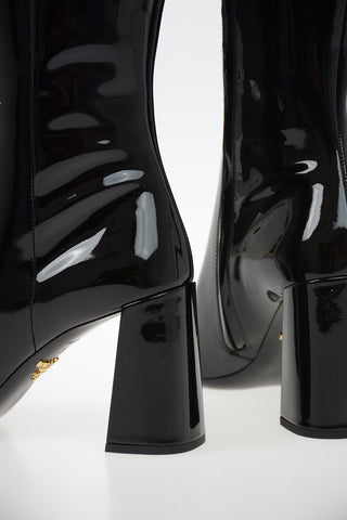 Lacquered Leather Knee Length Boots  9 cm