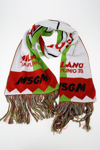 Logo Print Fringed Scarf