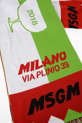 Logo Print Fringed Scarf