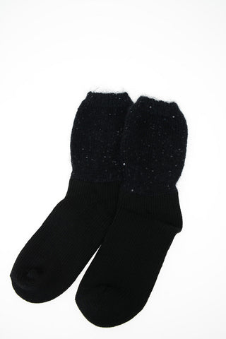 sequined and knit socks