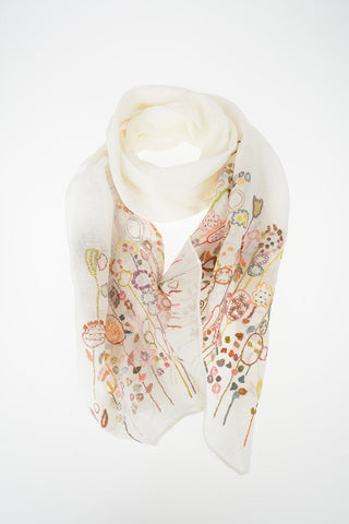 150X60cm embroidered and flax foulard