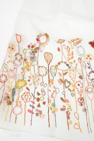 150X60cm embroidered and flax foulard