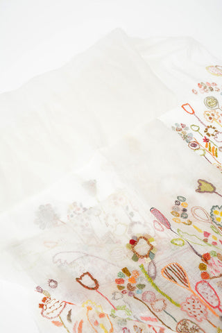 150X60cm embroidered and flax foulard