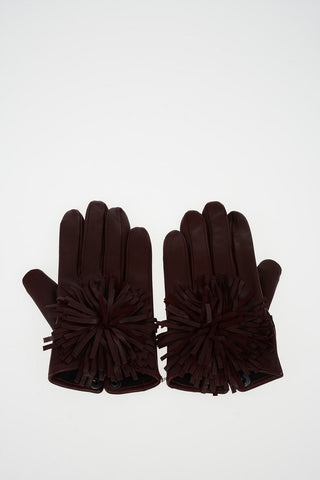 fringed leather gloves