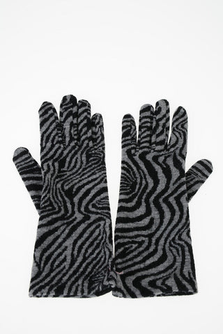 Guanti stampa zebra in lana
