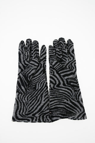 Guanti stampa zebra in lana
