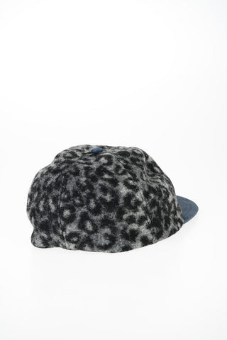 Wool and Suede Leather cheetah-print DARIEN Cap