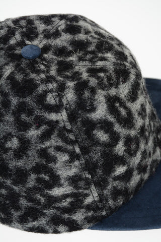 Wool and Suede Leather cheetah-print DARIEN Cap