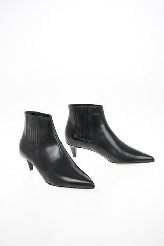 Leather Kitten Heel Pull On Booties 4.5cm