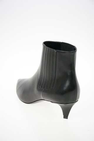 Leather Kitten Heel Pull On Booties 4.5cm
