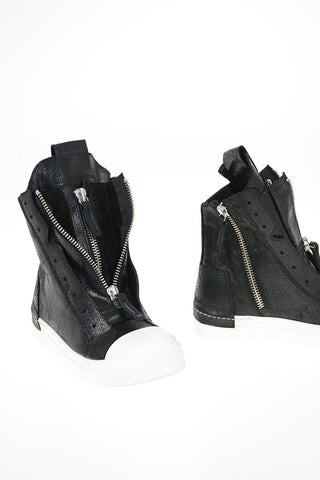 Cracked Leather SKIN High Top Sneakers