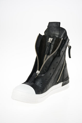 Cracked Leather SKIN High Top Sneakers
