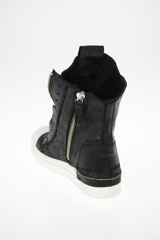 Cracked Leather SKIN High Top Sneakers