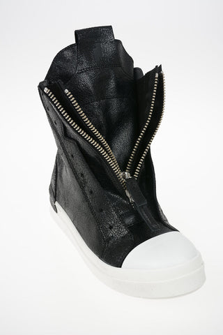 Cracked Leather SKIN High Top Sneakers