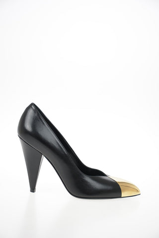 Pumps in Pelle con Punta in Metallo 10cm