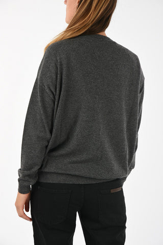 cashmere rhinestone embellished crew-neck sweater