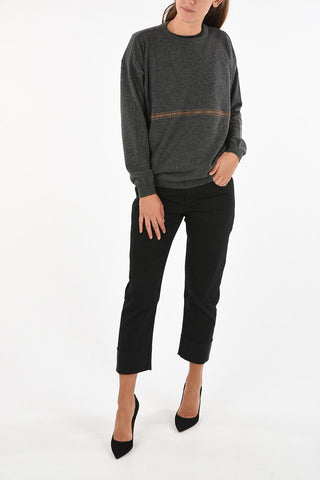 cashmere rhinestone embellished crew-neck sweater