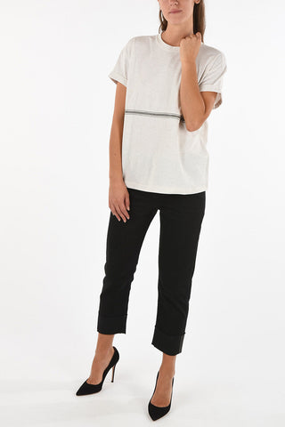 crew-neck rhinestone embellished t-shirt