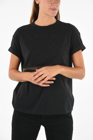 crew-neck rhinestone embellished t-shirt