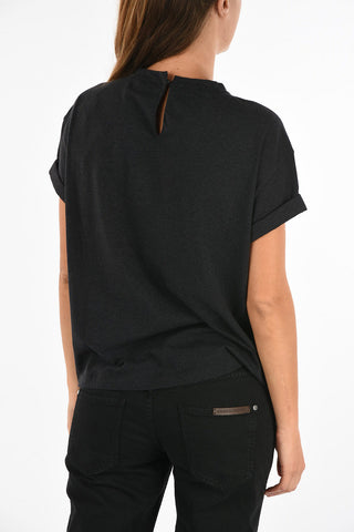 crew-neck rhinestone embellished t-shirt