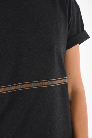 t-shirt con strass girocollo